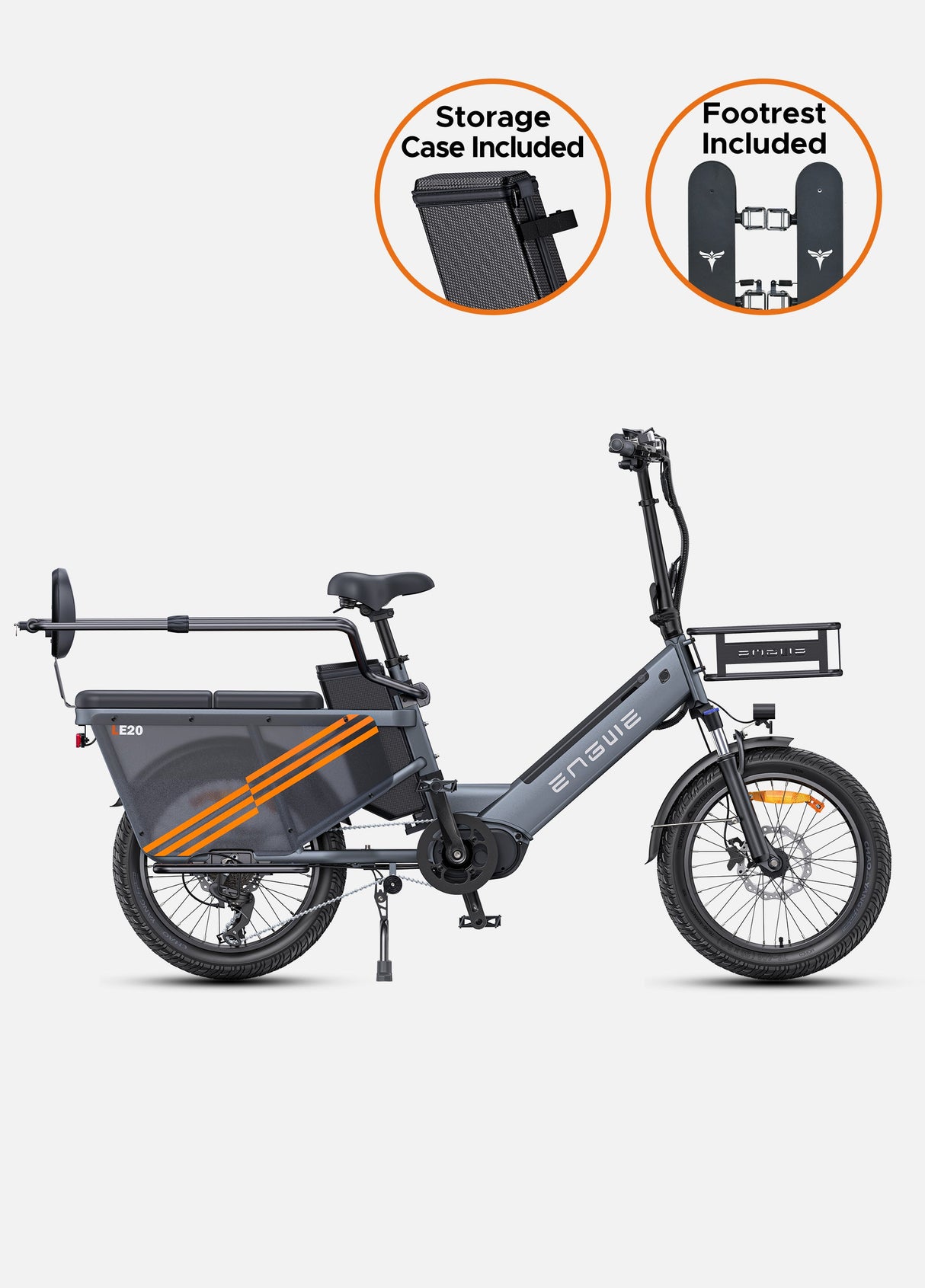 best long range electric bike engwe le20 with storage case and footrest